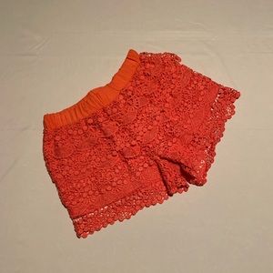 Olsenboye coral lace shorts